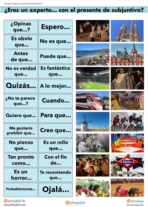 Con esta actividad ELE para estudiantes de español queremos practicar y repasar los usos del presente de subjuntivo al finalizar el nivel BI, y al mismo tiempo practicar la expresión oral. Intermediate Spanish, Spanish Classroom Activities, Elementary Spanish, Ap Spanish, Spanish Grammar, Spanish Activities, Art Education Resources, Spanish Classroom, Spanish Resources