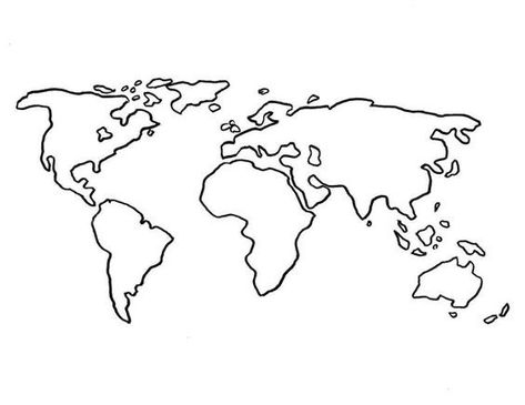 World Map Drawing Simple, World Map Template, World Map Tattoos, World Map Printable, Globe Tattoos, World Map Mural, Map Tattoos, Map Murals, World Map Art