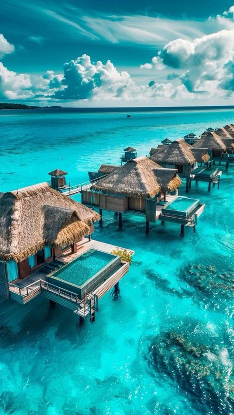 Maldives Water Villa, Bora Bora Vacation, Tropical Beach Houses, Beach Therapy, Maldives Island, Dream Vacations Destinations, Water Adventure, Exotic Places, Dream Beach