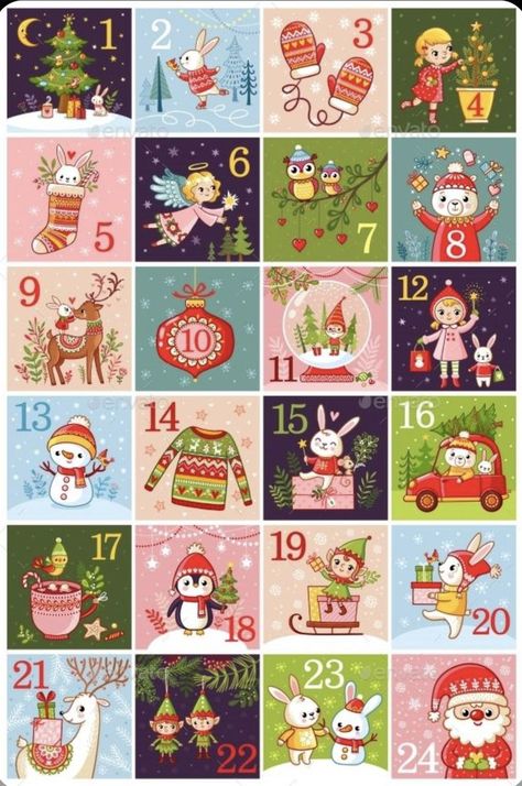 Christmas Pictures With Santa, Pictures With Santa, Printable Advent Calendar, Calendar Pictures, Animals Christmas, 2018 Calendar, Calendar 2018, Santa Pictures, Advent Calenders