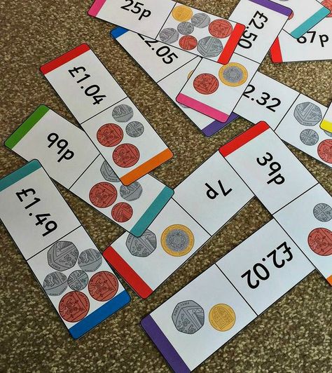 British Coin Value Loop Dominoes from Twinkl Resorces.  Great way to practice coin recognition and money addition Maths Activity, Money Activities, Maths Ideas, Money Math, Money Lessons, Money Notes, 2024 Ideas, Coin Values, Home Education