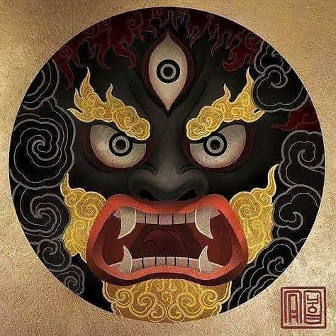 Bhairava God Tattoo, Mahakala Art, Mahakala Tattoo, Buddhism Tattoo, Tibetan Mandala, Tibet Art, Tibetan Buddha, Buddhist Art Drawing, Buddha Art Painting