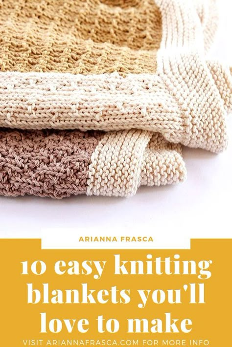 Throw Knitting Pattern Free, Simple Blanket Knitting Pattern, Blankets To Knit, Free Knit Lapghan Patterns, Knit Lapghans Free Patterns, Beginner Knitted Blanket, Free Blanket Knitting Patterns For Beginners, Knitted Projects For Beginners, Simple Knitted Blanket