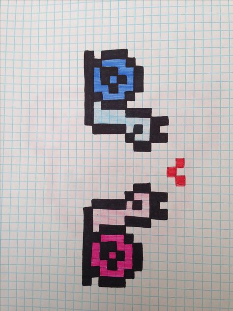 Square Paper Drawing Ideas, Matching Pixel Art, Pixel Art Small Easy, Pixel Art Small Cute, Pixel Art Square, Couple Pixel Art, Pixel Art Love, Minecraft In Real Life, Pixel Art Animals