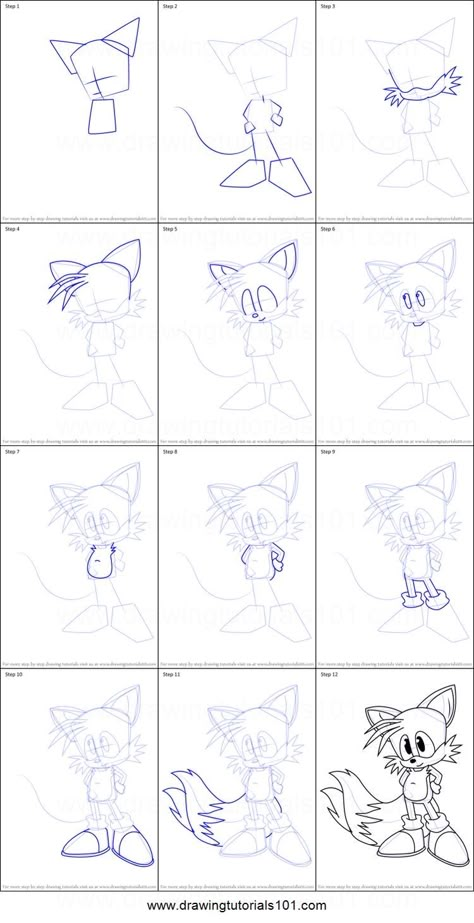 How To Draw Tails Sonic, How To Draw Miles Tails Prower, How To Draw Sonic Characters Easy, How To Draw Tails From Sonic, Tails Drawing Reference, How To Draw Tails, How To Draw Sonic Characters, Sonic Anatomy, Tails Drawing