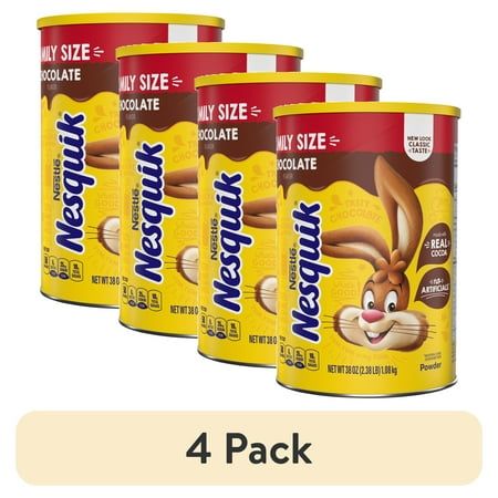 Nesquik Chocolate Powder Drink Mix added to milk makes an irresistibly delicious and nutritious drink. Now back to its classic formula, this Nesquik chocolate milk powder also contains no artificial sweeteners, flavors or colors. Plus, this chocolate milk mix is made with real cocoa powder and no high fructose corn syrup for a nourishing drink that doesn't sacrifice on flavor. Chocolate Nesquik is perfect at breakfast to get kids ready for the day. The chocolate drink powder lets you choose how Nesquik Chocolate Milk, Nestle Water, Chocolate Milk Mix, Chocolate Milk Powder, Powder Drink, Chocolate Drink, Chocolate Powder, Artificial Sweeteners, Grocery Items