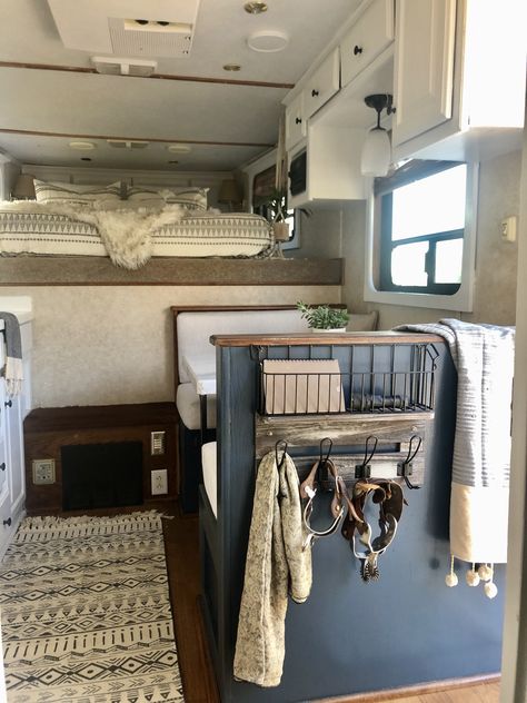 Horse Trailer Remodel Live In Quarters Horse Trailer, Live In Horse Trailer, Horse Trailer House, Country Camper Remodel, Redone Living Quarters Horse Trailer, Western Horse Trailer Decor, Gooseneck Horse Trailer Ideas, 3 Horse Trailer With Living Quarters, Remodeled Horse Trailers