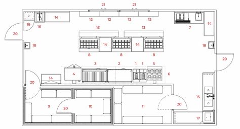 Fast-Food Kitchen: Prefabricated Building - ContekPro Restaurant Kitchen Plan With Dimensions, Restaurant Kitchen Design Layout, Restaurant Kitchen Plan, Restaurant Kitchen Floor Plan, Open Kitchen Restaurant Design, Quick Service Restaurant Design, Commercial Kitchen Floor Plan, Small Restaurant Kitchen Design, Restaurant Design Plan