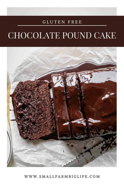 This moist recipe for gluten free chocolate pound cake is an easy dessert. This homemade gluten free baking recipe is really simple to make a loaf cake and chocolate icing to pour over top. The slices of pound cake are delicious served with coffee or a big glass of cold milk! #glutenfree #recipe #baking #chocolate Chocolate Glaze Recipes, Chocolate Cake With Coffee, Gluten Free Cake Recipe, Chocolate Pound Cake, Cake Recipes Easy Homemade, Baking Recipe, Gluten Free Desserts Recipes, Homemade Gluten Free, Gluten Free Cake