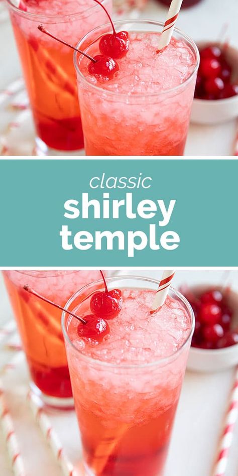 The perfect drink for all ages, the Shirley Temple Drink is the original mocktail! You only need a couple ingredients for this sweet drink that pleases people of all ages. Shirly Temple Drink, Shirley Temple Recipe, Shirley Temple Drink, Raisin Recipes, Food Innovation, Sweet Drinks, Delish Recipes, Mocktail Recipe, Food Test