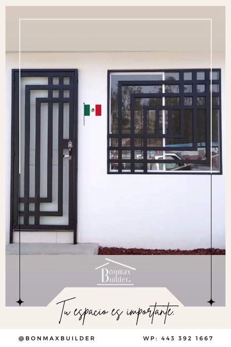 Window And Door Grill Design, Window Grills Designs, Modern Window Grill, Home Window Grill Design, Small House Exterior, Window Grill Design Modern, Home Gate Design, House Window Design, Steel Door Design