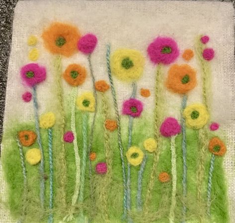 Needle Felt Cards, Flat Felting Ideas, Flat Needle Felting, Felt Bookmark, Needle Felting Diy, Wool Felt Projects, Wet Felting Projects, Felted Wool Crafts, Felt Pictures