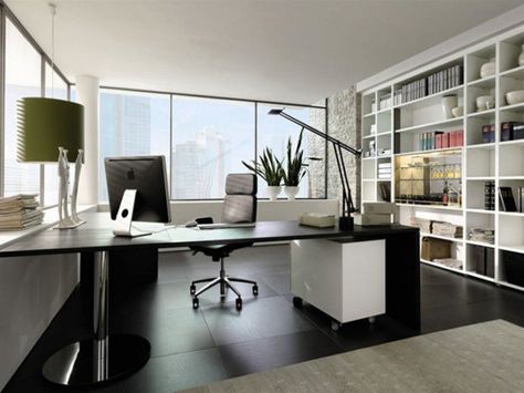 17 Classy Office Design Ideas With A Big Statement                                                                                                                                                                                 More Masculine Home Offices, Masculine Home Office Ideas, Masculine Home Office, Modern Home Office Furniture, Classy Office, Modern Office Interiors, Contemporary Home Office, Modern Office Design, Luxury Office