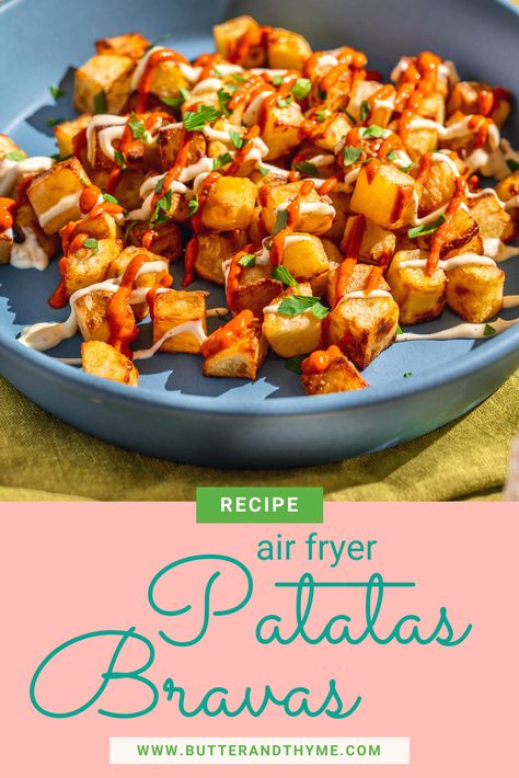 Brava Sauce, Patatas Bravas Recipe Air Fryer, Patatas Bravas Sauce Recipe, Air Fryer Patatas Bravas, Potatoes Bravas, Potato Bravas Recipes, Papas Bravas Recipe, Patatas Bravas Sauce, Potato Bravas