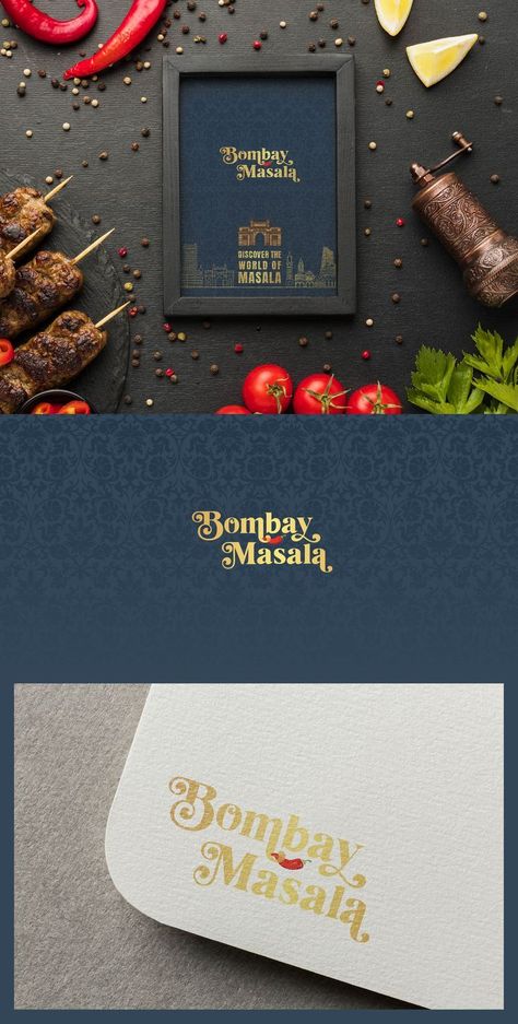 Bombay Masala - Branding brandimage #designlove🥪. Indian Logo Design, Restaurant Brand Design, Restaurant Branding Identity, Resturant Logo, Food Company Logo, Food Brand Logos, Indian Logo, Food Logo Design Inspiration, Spices Packaging