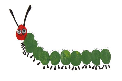 Embellishing Life Eric Carle Crafts, Caterpillar Art, Hungry Caterpillar Craft, Thumbprint Art, Fingerprint Crafts, Caterpillar Craft, Hungry Caterpillar Party, Thumb Prints, Handprint Crafts