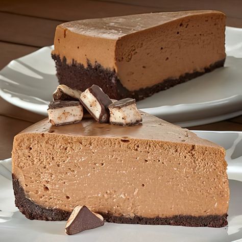 YORK Peppermint Pattie Cheesecake | HERSHEY Foodservice Mint Cheesecake, Rich Cheesecake, York Peppermint Patty, Chocolate Crumbs, Peppermint Patty, Chocolate Cream Cheese, Favorite Dessert Recipes, Peppermint Patties, Vanilla Wafers