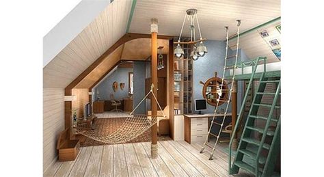 Bateau pirate, ambiance de princesse ou de fée... Découvrez 20 chambres d'enfants qui ont de quoi faire rêver petits et grands ! Cool Kids Rooms, Boys Bedrooms, Kids Room Design, Awesome Bedrooms, Dream Rooms, Cool Rooms, Design Case, Kids' Room, Boy's Room