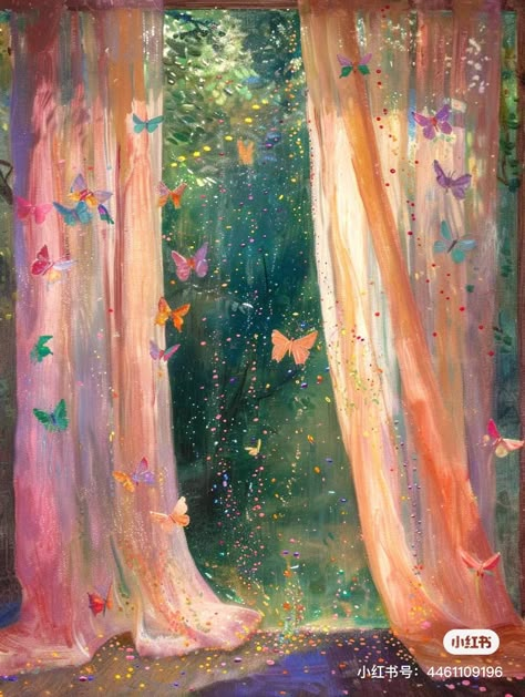 Dreamy Aesthetic Painting, Painting Ideas Ethereal, Swiftie Painting, Dreamy Oil Painting, Whimsy Aesthetic, Ethereal Paintings, Ethereal Art Butterfly, Ethereal Butterfly, Whimsical Room