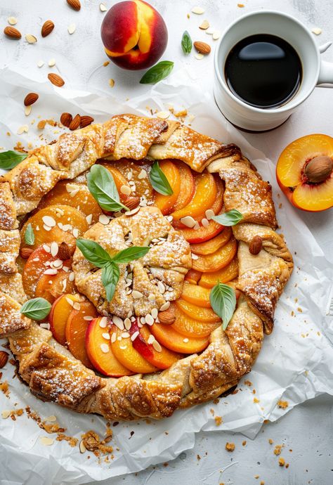 Learn How to Cook Peach Galette Recipes For Free | Recipes You'll Love, Made Easy! Sweet Galette, Galette Recipe Desserts, Galette Recipes, Peach Galette Recipe, Trendy Recipes, Peach Galette, Galette Recipe, Perfect Peach, Peach Juice