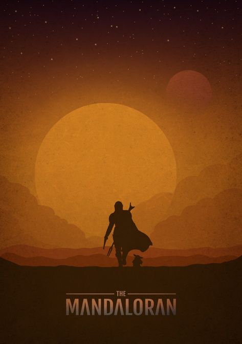 The Mandalorian Poster Art, Mandalorian Graphic Design, Grogu Poster, Mandalorian Illustration, Mandalorian Painting, The Mandalorian Poster, Dune Poster, Star Wars Art Drawings, Mandalorian Poster