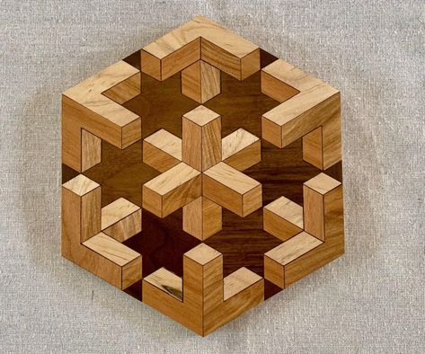 Wood Quilt Block, Laser Cut Decor, Wood Art Diy, 3d Optical Illusions, Woodwork Projects, Scroll Saw Patterns Free, Wood Wall Art Diy, Diy Wooden Projects, Wood Shop Projects