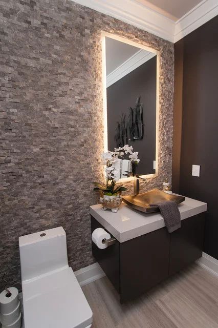 Lexington - Modern - Powder Room - Toronto Small Powder Room Ideas Modern, Luxury Powder Room Ideas, Luxury Powder Room Design, Small Powder Room Design, Powder Room Ideas Modern, Monaco Photography, Modern Powder Room Design, Powder Bathroom Ideas, Powder Room Tile