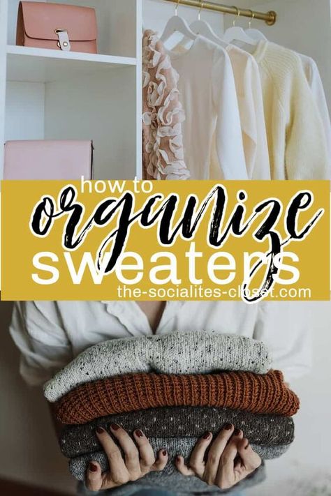 Knit Sweater Organization, Sweaters Organization Ideas, Best Way To Organize Sweatshirts, Best Way To Store Sweaters, Organizing Sweaters In Closet, Sweatshirt Organization Ideas, Sweater Storage Ideas, Organize Sweaters, Store Sweaters