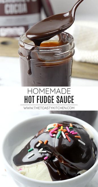 Hot fudge recipe by The Toasty Kitchen. Homemade hot fudge is made with simple pantry ingredients and takes less than 10 minutes of cooking on the stovetop. Rich, fudgy, and thick, this hot fudge makes the perfect ice cream topping! It can also be used in any recipe that calls for hot fudge as an ingredient. #hotfudge #cocoapowder #icecreamtopping #hotfudgerecipe #recipe #chocolate #icecream #fudge #sauce #recipe #homemade Hot Fudge Sauce Recipe, Homemade Hot Fudge Sauce, Fudge Sauce Recipe, Homemade Hot Fudge, Chocolate Fudge Sauce, Sweet Sauces, Hot Fudge Sauce, Fudge Sauce, Ice Cream Toppings