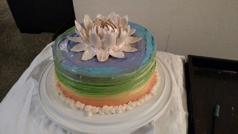 Chakra cake for a yoga graduation with a white chocolate lotus Chakra Cake, Spiritual Cake, Chocolate Dishes, White Chocolate, Chakra, Lotus, Party Ideas, Spirituality, Pasta