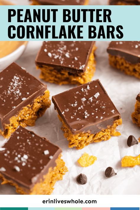 Healthy Cornflake Bars, Corn Flake Bars Peanut Butter, Cornflake Recipes Healthy, Cornflake Bars Peanut Butter, Cornflake Dessert Recipes, Cornflake Peanut Butter Bars, Corn Flakes Treats, Cornflake Squares, Cornflakes Recipes