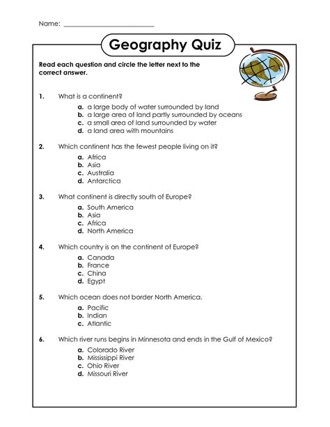 Geography Worksheets Printable Geography Worksheets Middle School, Middle School Worksheets Free Printable, 5th Grade Geography, Geography Printables, Geography Vocabulary, Geography Test, Elementary Geography, Basic Geography, Homework Ideas