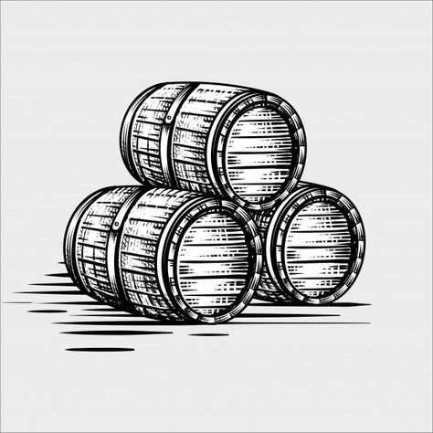 Barrel Drawing, Ab Logo, Pirate Coloring Pages, Wood Barrel, Wood Bottles, Rs 5, Free Pics, Engraving Illustration, Wine Signs