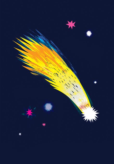 Star Character Illustration, Stars Illustration Art, Shooting Star Painting, Shooting Star Illustration, Sparkle Illustration, Shooting Star Drawing, Photocard Frame, Stars Animation, Bold Illustration