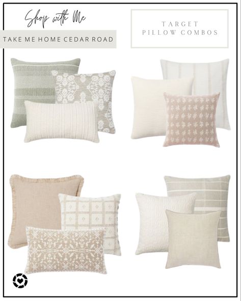 Throw pillow, throw pillow combinations, neutral throw pillows, target throw pillows, couch pillows, sofa pillows, living room pillows, bedding, bed pillows, target, target style, target home, threshold, studio McGee Follow my shop @Take_Me_Home_Cedar_Road on the @shop.LTK app to shop this post and get my exclusive app-only content! #liketkit #LTKsalealert #LTKunder50 #LTKhome @shop.ltk https://liketk.it/3E981 Mcgee Throw Pillows, Mcgee Pillow Combinations, Throw Pillows Neutral Couch, Pillow Combination For Cream Couch, Target Bed Pillows, Throw Pillow On Couch, Threshold Pillows Target, Studio Mcgee Throw Pillow Styling, Studio Mcgee Couch Pillows