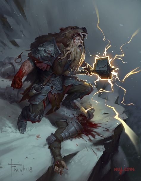 blood frenzy, Dmitry Skvortsov on ArtStation at https://www.artstation.com/artwork/w80qBO Art Viking, Viking Art, Dungeons And Dragons Characters, Dnd Art, High Fantasy, Fantasy Warrior, Arte Fantasy, Fantasy Rpg, 판타지 아트