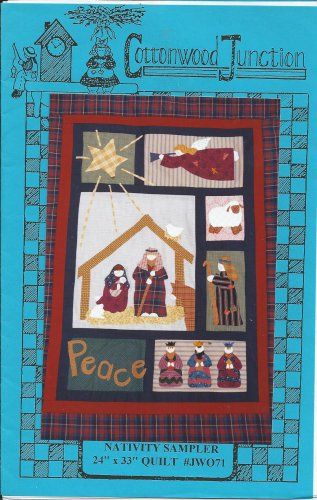 Nativity Sampler by Cottonwood Junction-Pattern Nativity Quilt, Folk Art Christmas, Charm Square Quilt, Cross Quilt, Christmas Quilt Patterns, Hanging Quilts, Vintage Folk Art, The Nativity, Holiday Quilts