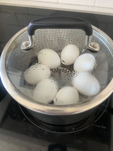 steaming eggs | NoBiggie.net Steamed Eggs Hard Boiled, Steaming Eggs Hard Boiled, How To Steam Eggs, Steamed Hard Boiled Eggs, Spicy Pickled Eggs, Steamed Recipes, Steam Eggs, Peeling Hard Boiled Eggs, Making Hard Boiled Eggs