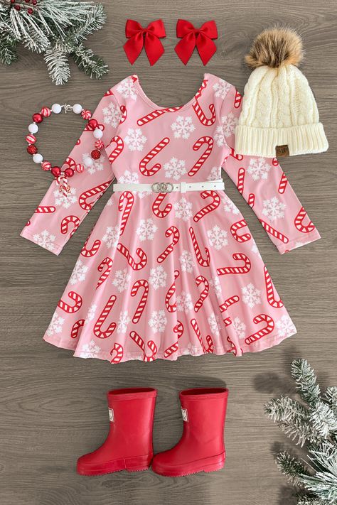 Pink Snowflake Candy Cane Dress | Sparkle In Pink Trendy Christmas Outfits, Kids Christmas Outfits, Sparkle In Pink, Girls Christmas Outfits, Cute Girl Outfits, Girls Christmas Dresses, Mommy And Me Outfits, Baby Kids Clothes, Cute Outfits For Kids