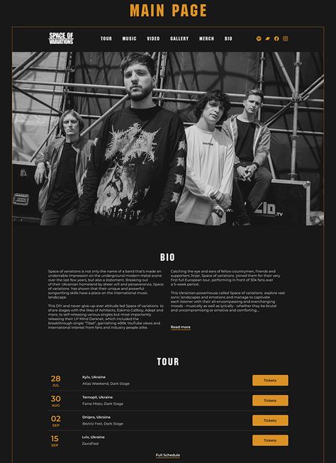 Rock Band Website Design, Music Band Website, Band Website Design, Musician Portfolio, Music Website Design, Press Kit Design, Musician Website, Band Banners, Band App