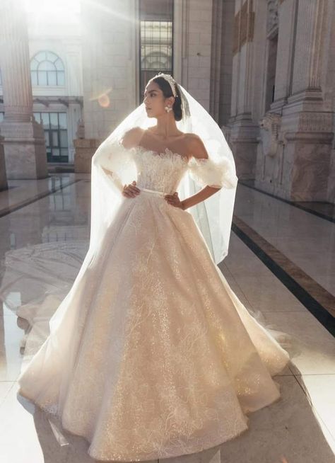 Arab Wedding Dress, Off Shoulder Wedding Gown, Elie Saab Wedding Dress, Wedding Dress Luxury, Off Shoulder Ball Gown, Ethereal Wedding Dress, Voluminous Skirt, Dress Luxury, Pretty Wedding Dresses