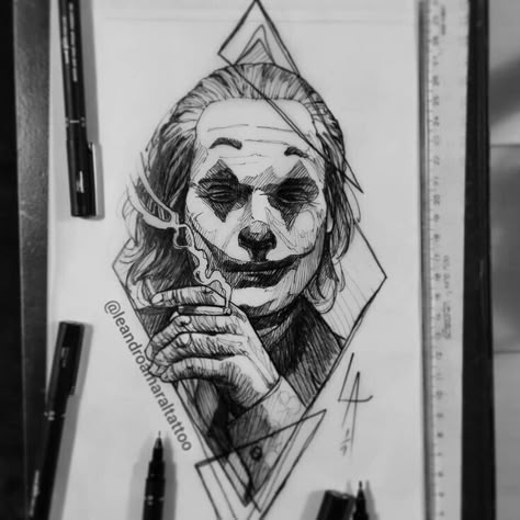 Tato Joker, Tattoos Painting, Joker Art Drawing, Joker Sketch, Joker Tattoo Design, Joker Drawings, 심플한 그림, Tattoo Zeichnungen, Joker Tattoo