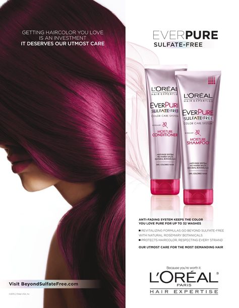 L'Oréal Paris Ever Pure Haircare Advertising Loreal Shampoo, Haircare Advertising, Hair Advertising, Loreal Hair, Loreal Makeup, Beauty Advertising, Dove Men Care, Photoshop Design Ideas, Perfume Ad