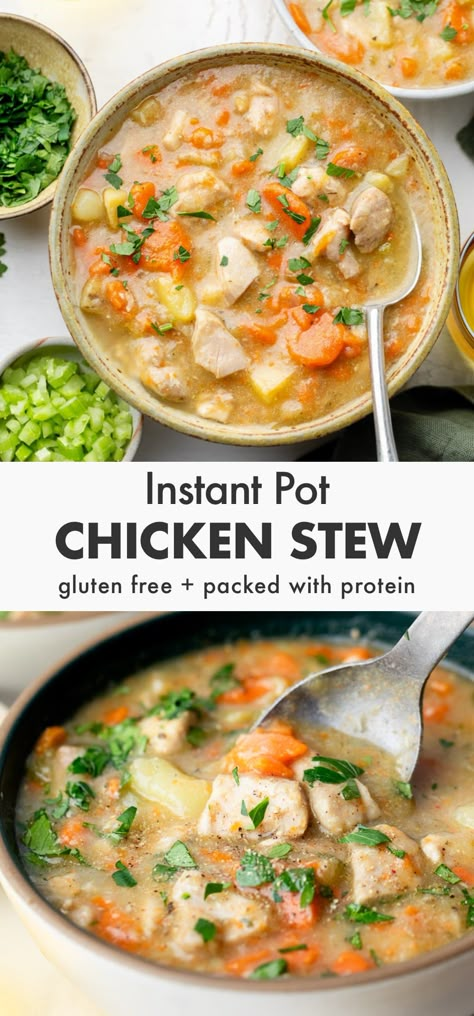 Instant Pot Chicken Stew Chicken Soup Instant Pot Healthy, Low Sodium Chicken Instant Pot Recipes, Instant Pot Chicken Thigh Soup Recipes, Chicken Potato Instant Pot Recipes, Chicken Thigh Stew Instant Pot, Instant Pot Chicken Thigh Soup, Instant Pot Chicken And Potato Soup, Instant Pot Whole Chicken Soup, Instant Pot Meal Recipes