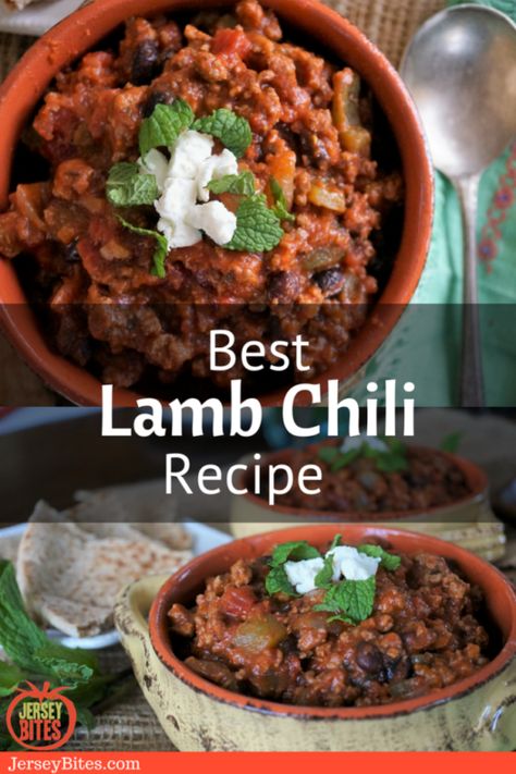 Lamb Chili Recipe Crock Pot, Ground Lamb Chili Recipe, Recipe With Ground Lamb, Lamb Chili Recipe, Lamb Chili, Ground Lamb Recipes, Venison Chili, Bean Chili Recipe, Bites Recipes