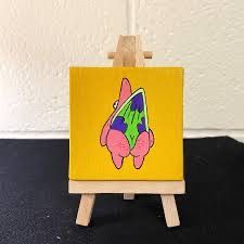 Patrick Star Painting, Painting Spongebob, Painting On Mini Canvas, Funny Paintings, Trippy Painting, Hippie Painting, Star Painting, Canvas Painting Tutorials, Simple Canvas Paintings