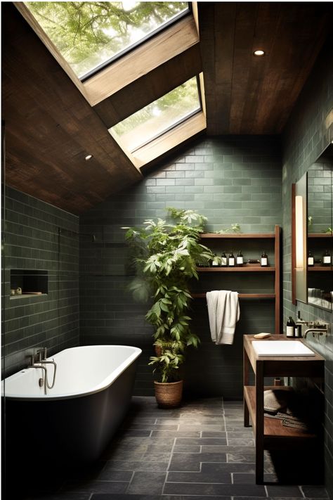 Dark Green Bathrooms, Decor Western, Interior Design Per La Casa, Gallery Ideas, Kitchen Ceiling, Bathroom Inspiration Decor, Breathtaking Beauty, Green Bathroom, Bath Room