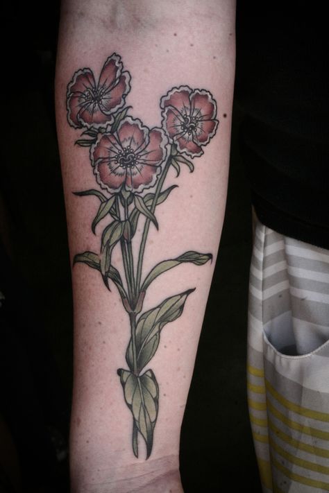 Sweet William flowers for Caitlin. Welcome to Portland from my hometown! Hope it treats you well. Sweet Williams Tattoo, Sweet William Tattoo, Sweet William Flowers Tattoo, William Tattoo, Bill Tattoo, Sweet William Flowers, Tattoos Photo, Tattoo Black And White, Wonderland Tattoo