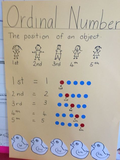 Ordinal numbers anchor chart Ordinal Numbers Activities Kindergarten, Ordinal Numbers Chart, Ordinal Numbers Activities, Ordering Activities, Ordinal Numbers Kindergarten, Number Anchor Charts, Number Activities Preschool, Preschool Supplies, Kindergarten Anchor Charts