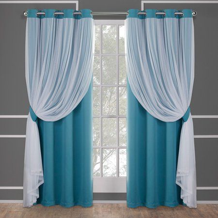 Turquoise Curtains, Layered Curtains, No Sew Curtains, Stylish Curtains, Curtains Living, Exclusive Home, Home Curtains, Room Darkening Curtains, Curtain Designs